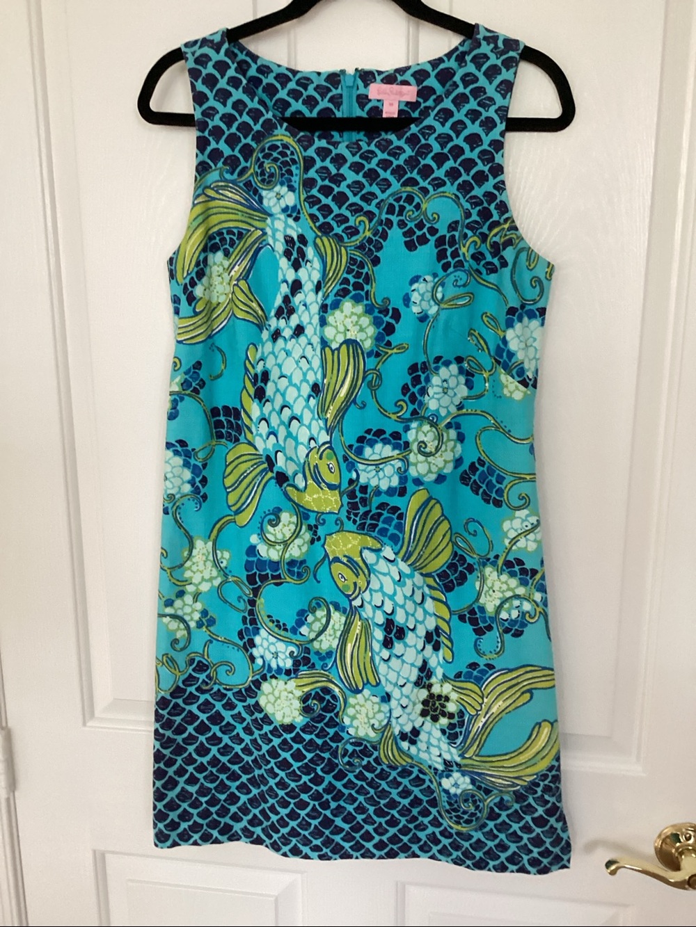 Lilly Pulitzer Turquoise & Navy Koi Print Shift Dress